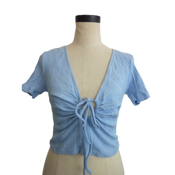 Zara Blue Crop Top Size L - Picture 1 of 6